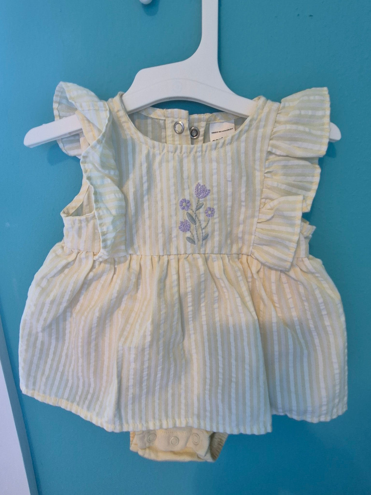 Carter's Child of Mine Baby Girl Striped Dress – Yellow, 0-3 Months (Gently Used)