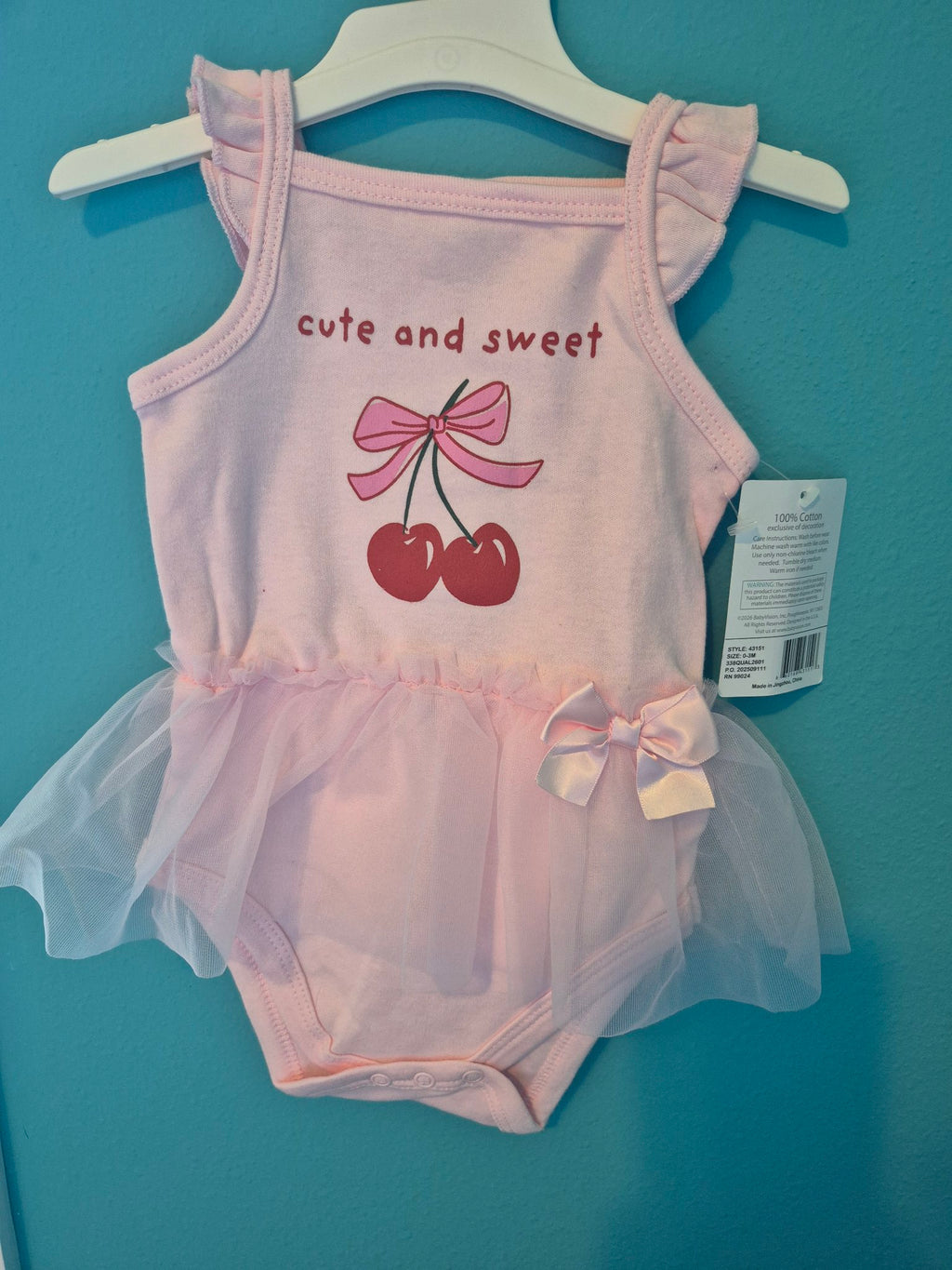 Hudson Baby Girl Tutu Bodysuit Dress – Pink Cherry, 0-3 Months