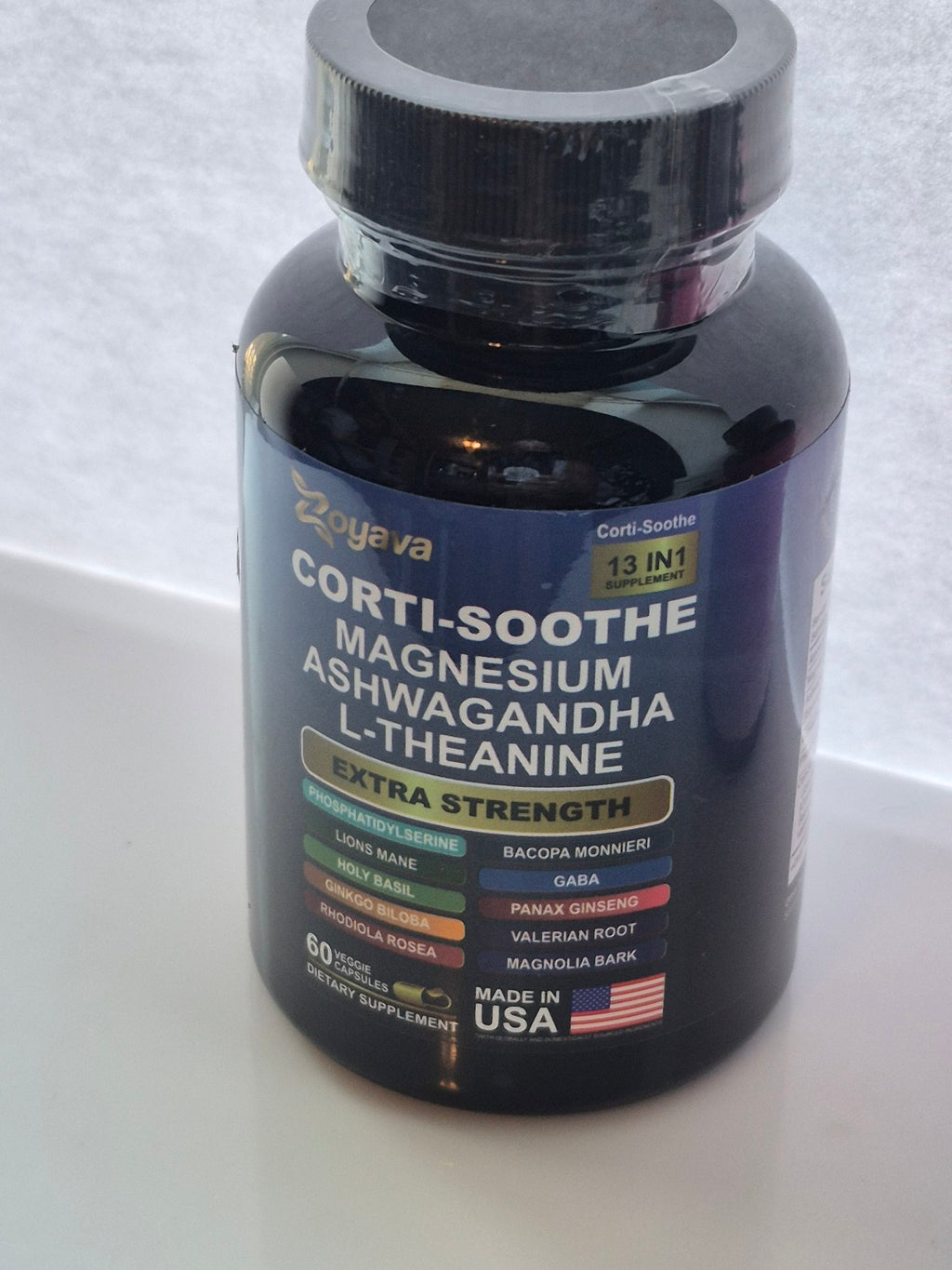 Zoyava Corti-Soothe Magnesium Ashwagandha L-Theanine Supplement – 60 Capsules