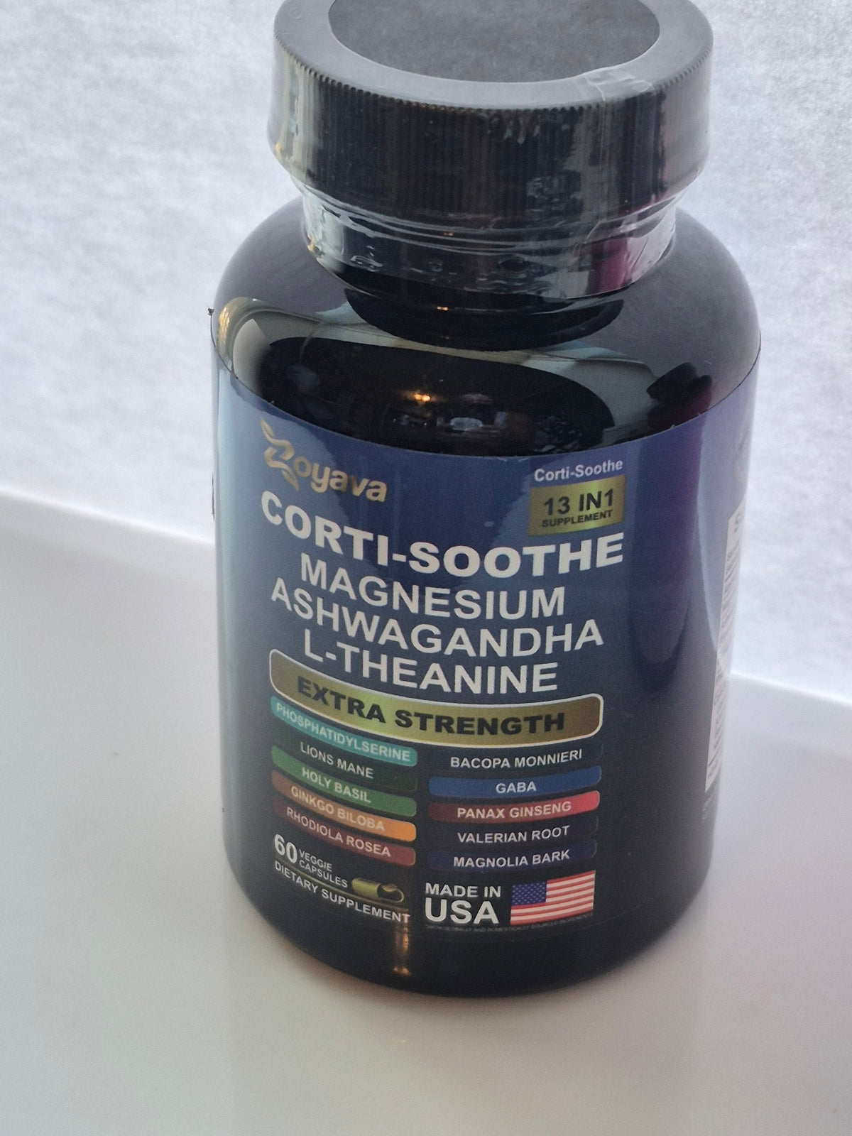 Zoyava Corti-Soothe Magnesium Ashwagandha L-Theanine Supplement – 60 Capsules