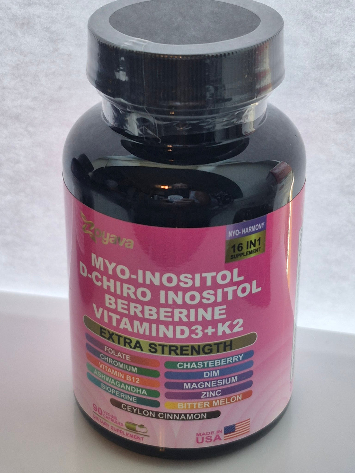 Zoyava Nyo-Harmony Myo-Inositol Berberine Vitamin D3+K2 Supplement – 90 Capsules