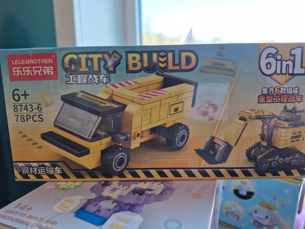City Build Dump Truck Building Block Kit – 78 Pieces, 6-in-1 Construction Series