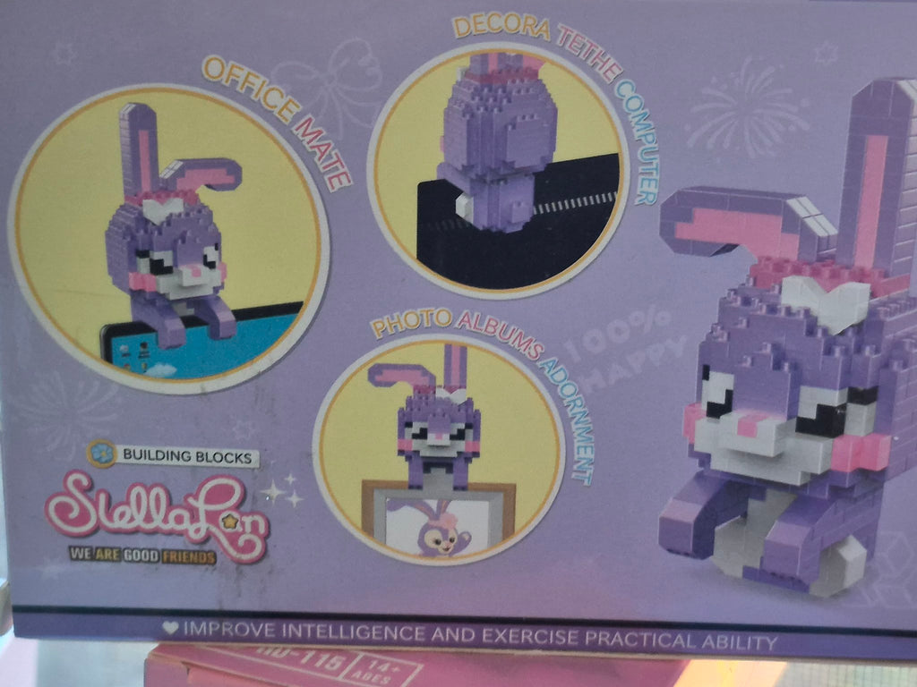 Purple Bunny Building Block Kit – Phone Stand Bunny, 342 Pieces (P1130)