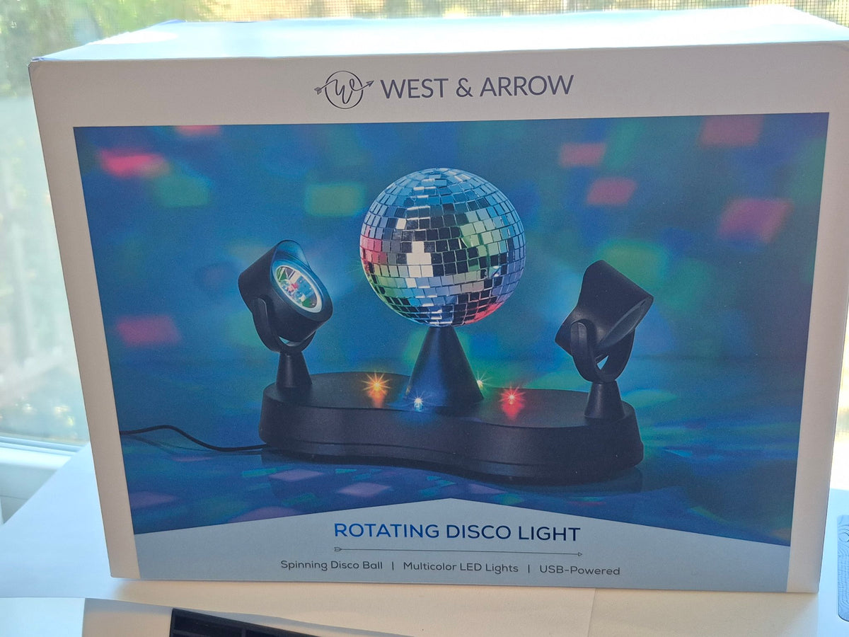 West & Arrow Rotating Disco Light – Multicolor LED Projection Light, USB-Powered