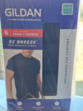 Gildan Performance Crew T-Shirts – 6-Pack, Men's XL, Black