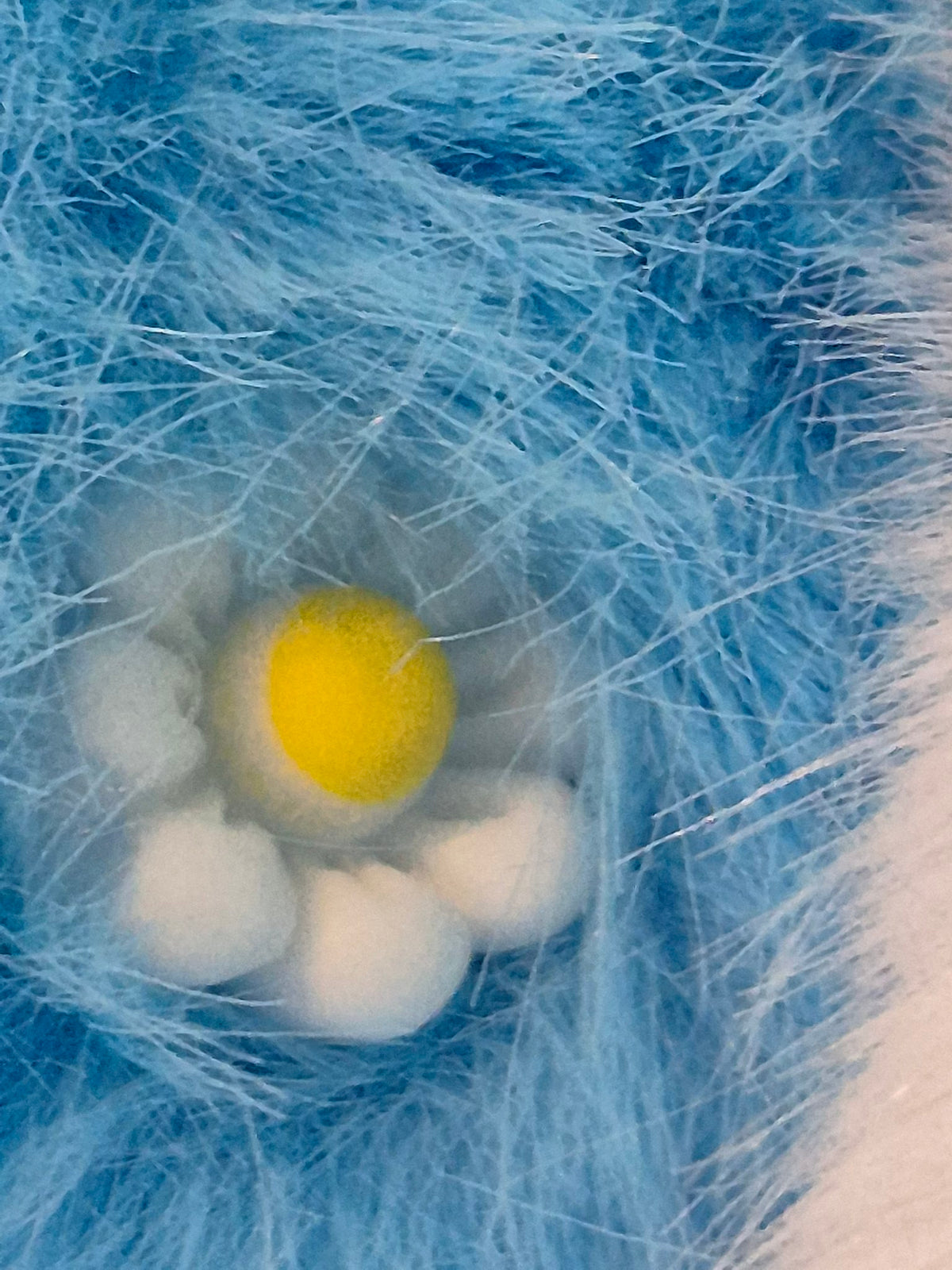 Fluffy Bunny Plush Bag Charm Keychain – Blue, Choose Your Flower Color