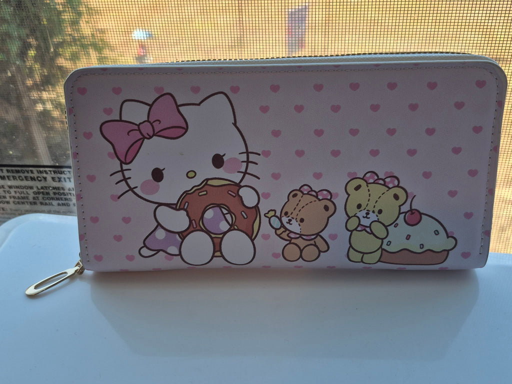 Hello Kitty Zip-Around Wallet – Donut & Teddy Bears, Pink Hearts