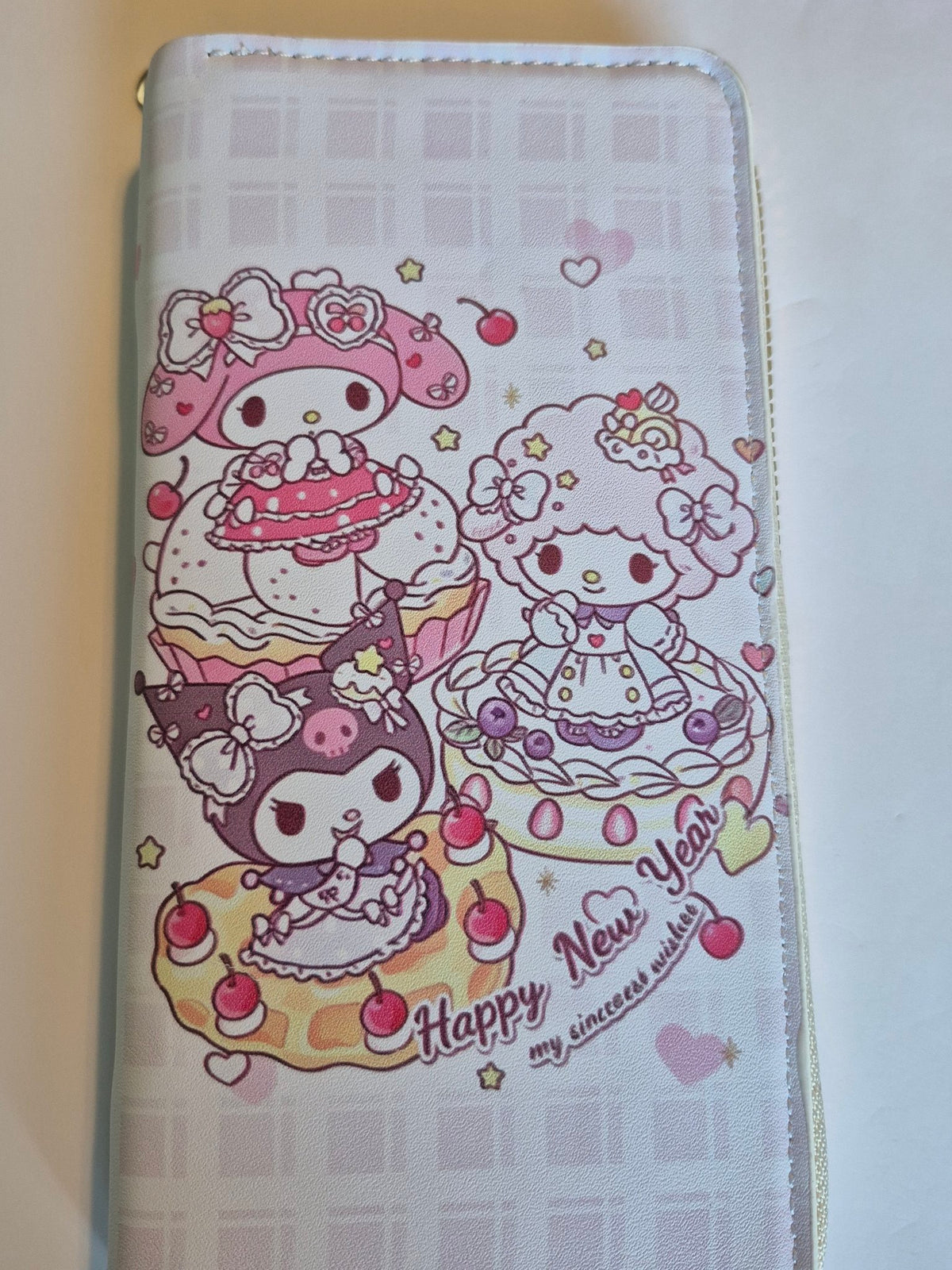 Sanrio Zip-Around Wallet – My Melody, Kuromi & Piano Cake Party