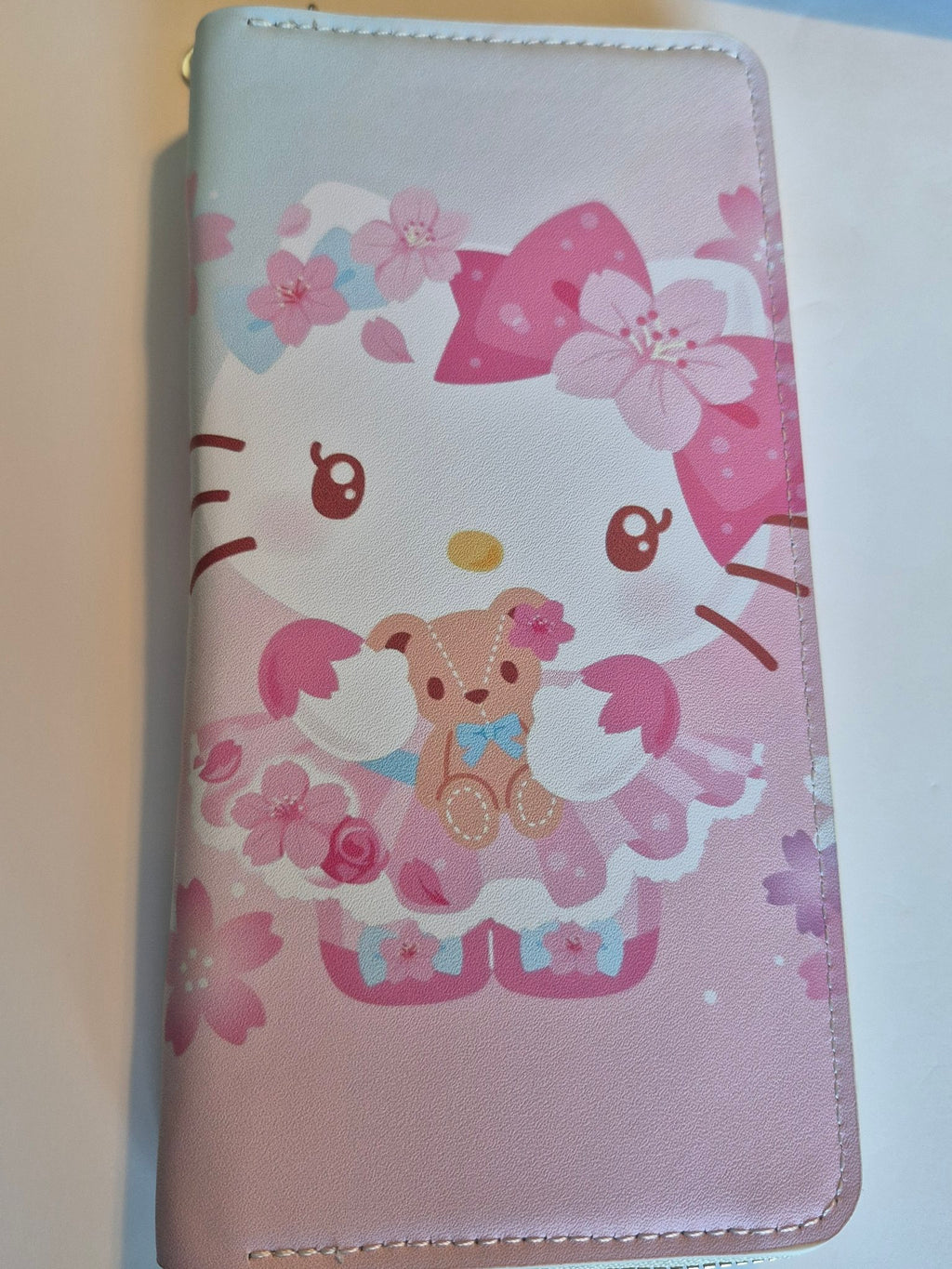 Hello Kitty Zip-Around Wallet – Sakura Cherry Blossom with Teddy Bear