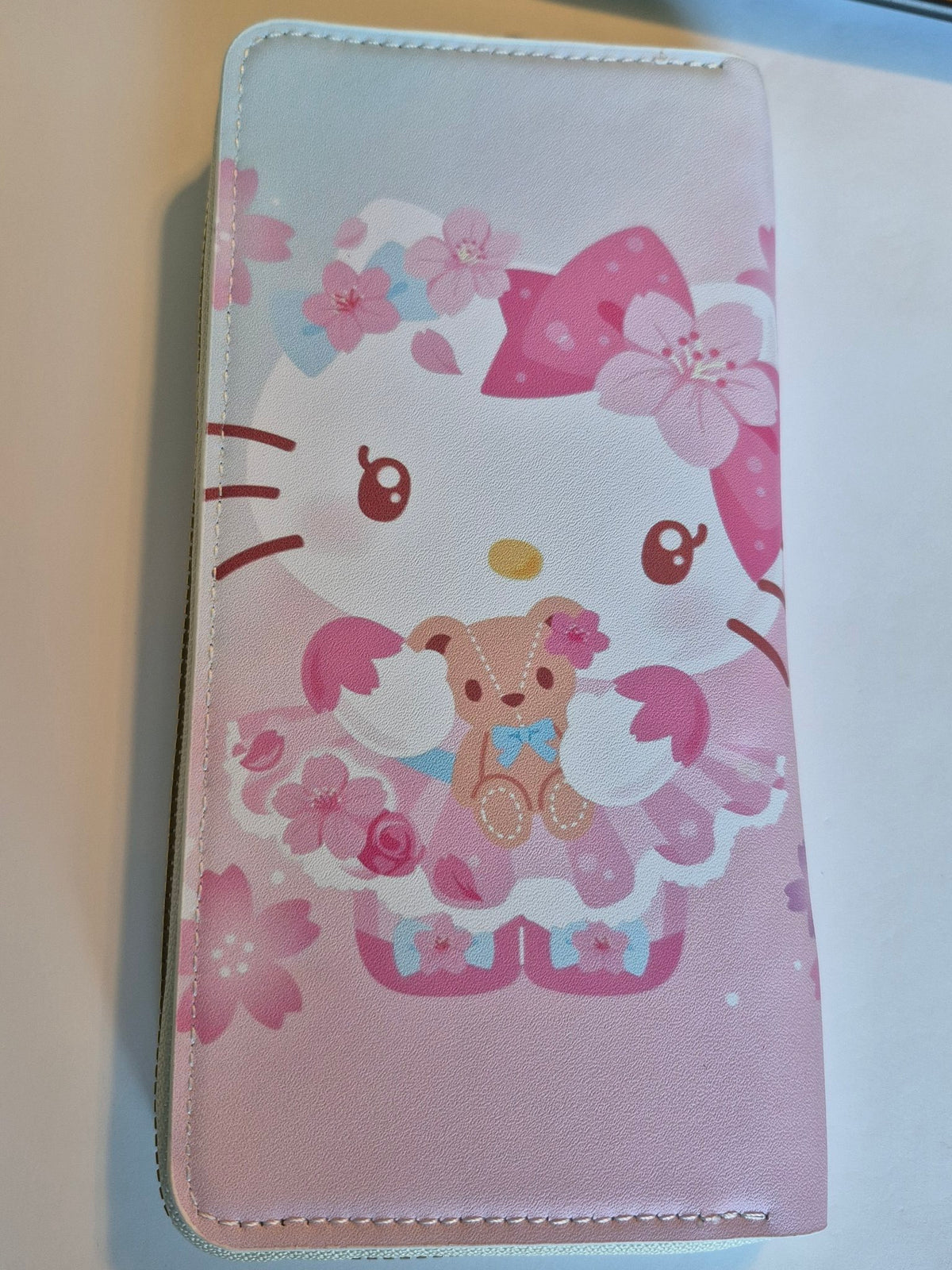 Hello Kitty Zip-Around Wallet – Sakura Cherry Blossom with Teddy Bear
