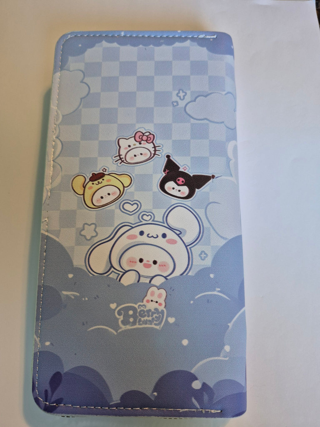 Cinnamoroll Zip-Around Wallet – Blue Checkerboard Clouds