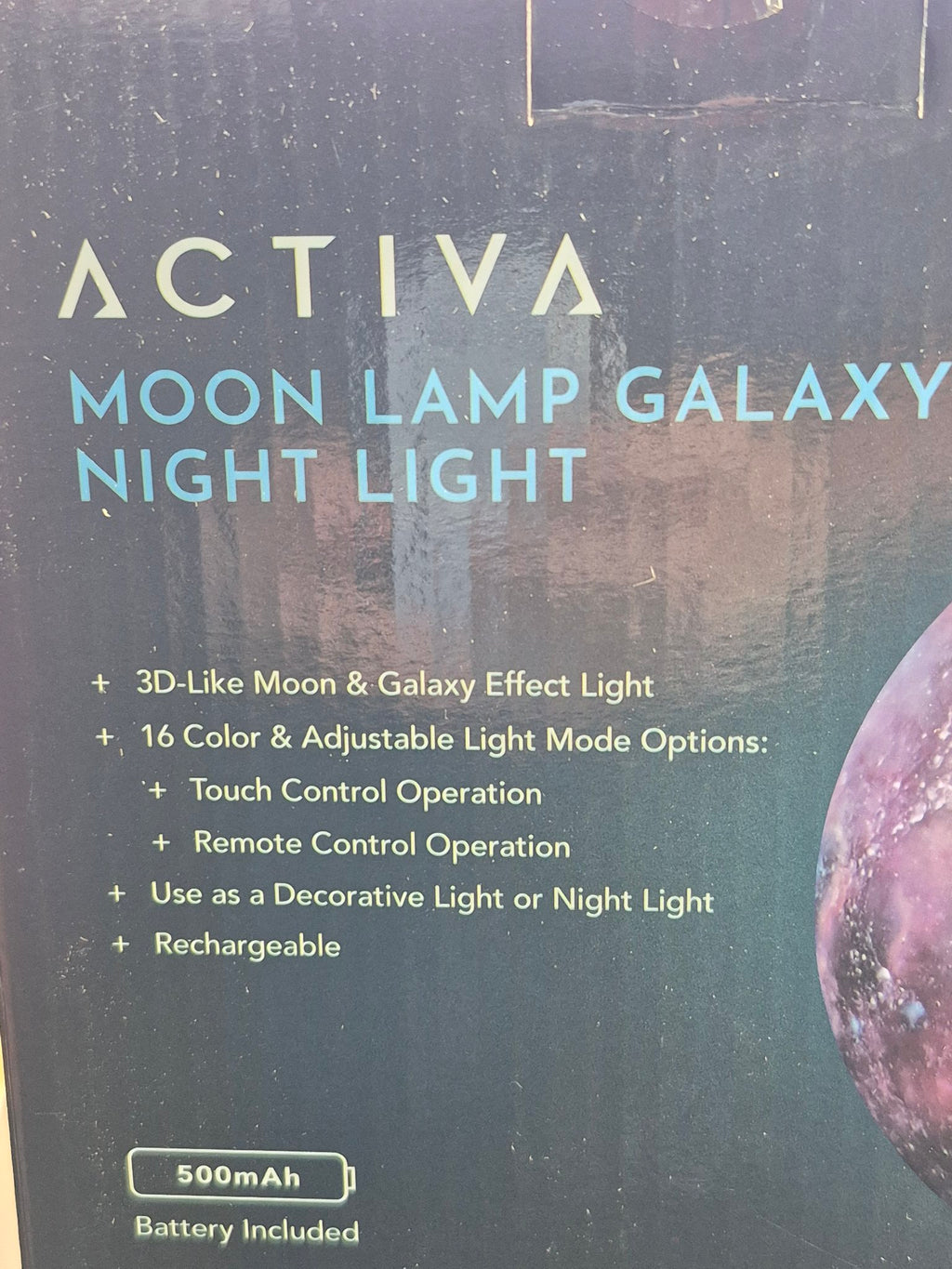 Activa Moon Lamp Galaxy Night Light – 16 Colors with Remote & Stand