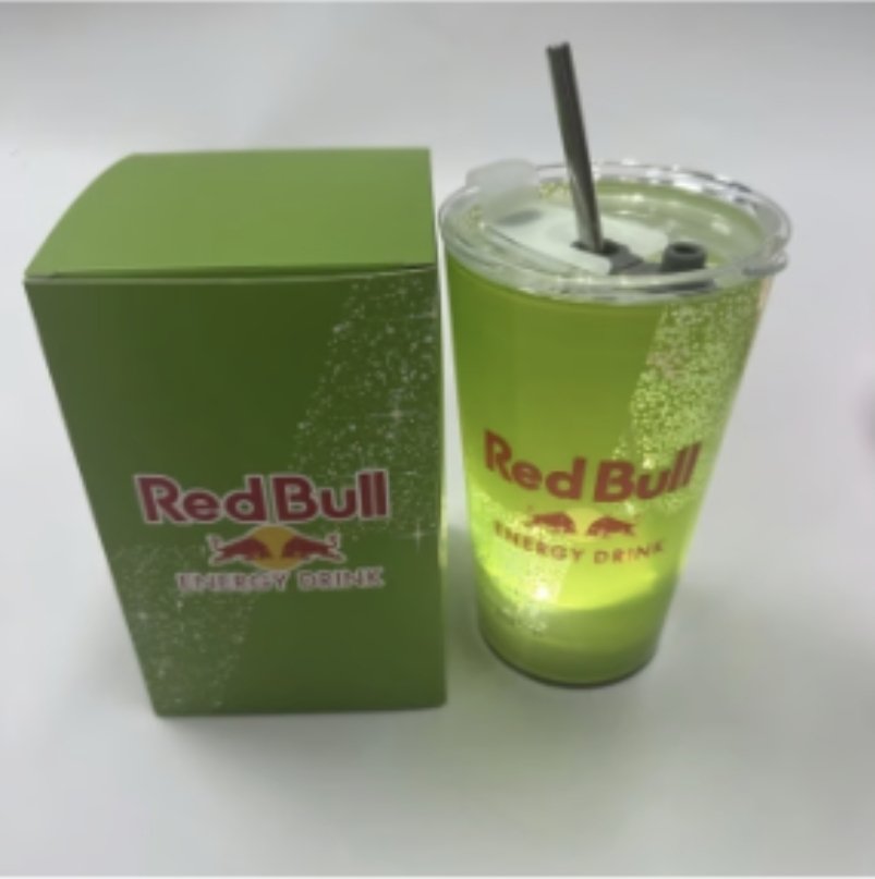 Red Bull Light-Up Tumbler with Straw & Gift Box – Green