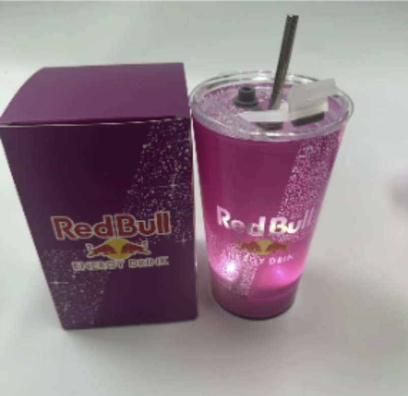 Red Bull Light-Up Tumbler with Straw & Gift Box – Pink