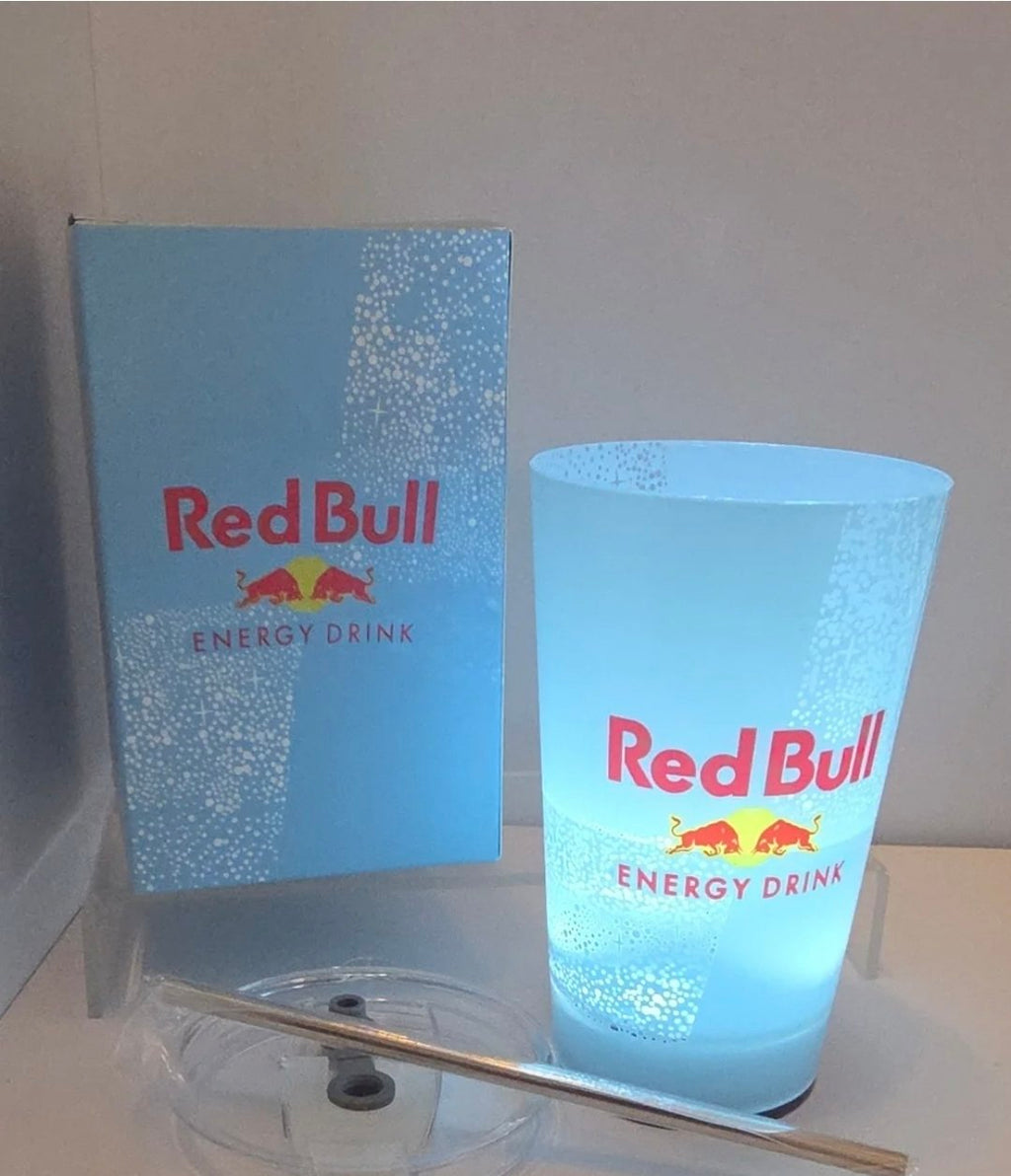 Red Bull Light-Up Tumbler with Straw & Gift Box – Blue