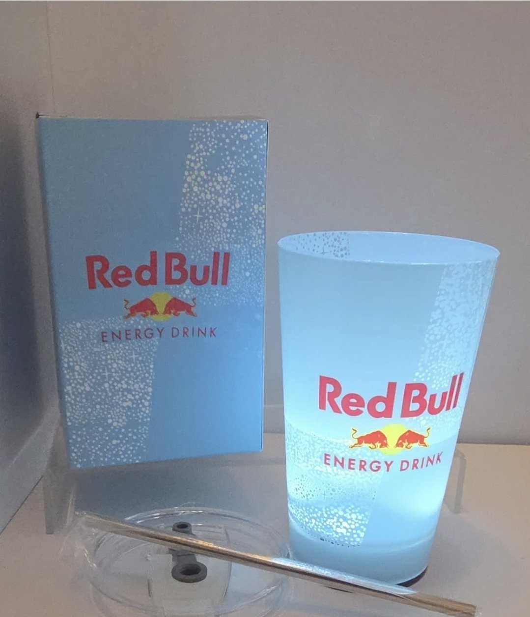 Red Bull Light-Up Tumbler with Straw & Gift Box – Blue
