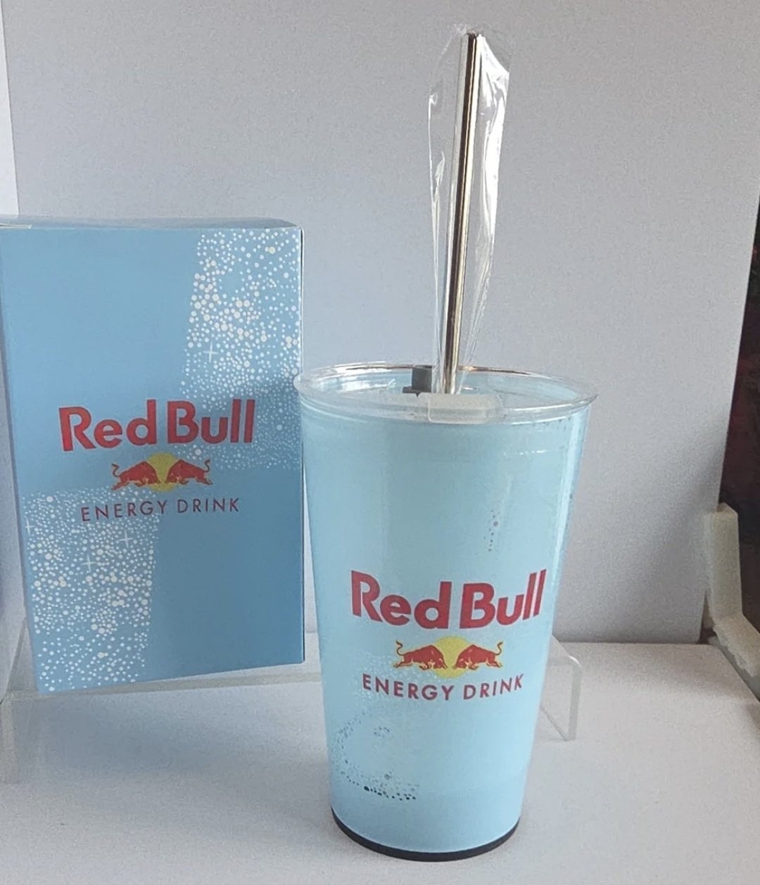 Red Bull Light-Up Tumbler with Straw & Gift Box – Pink