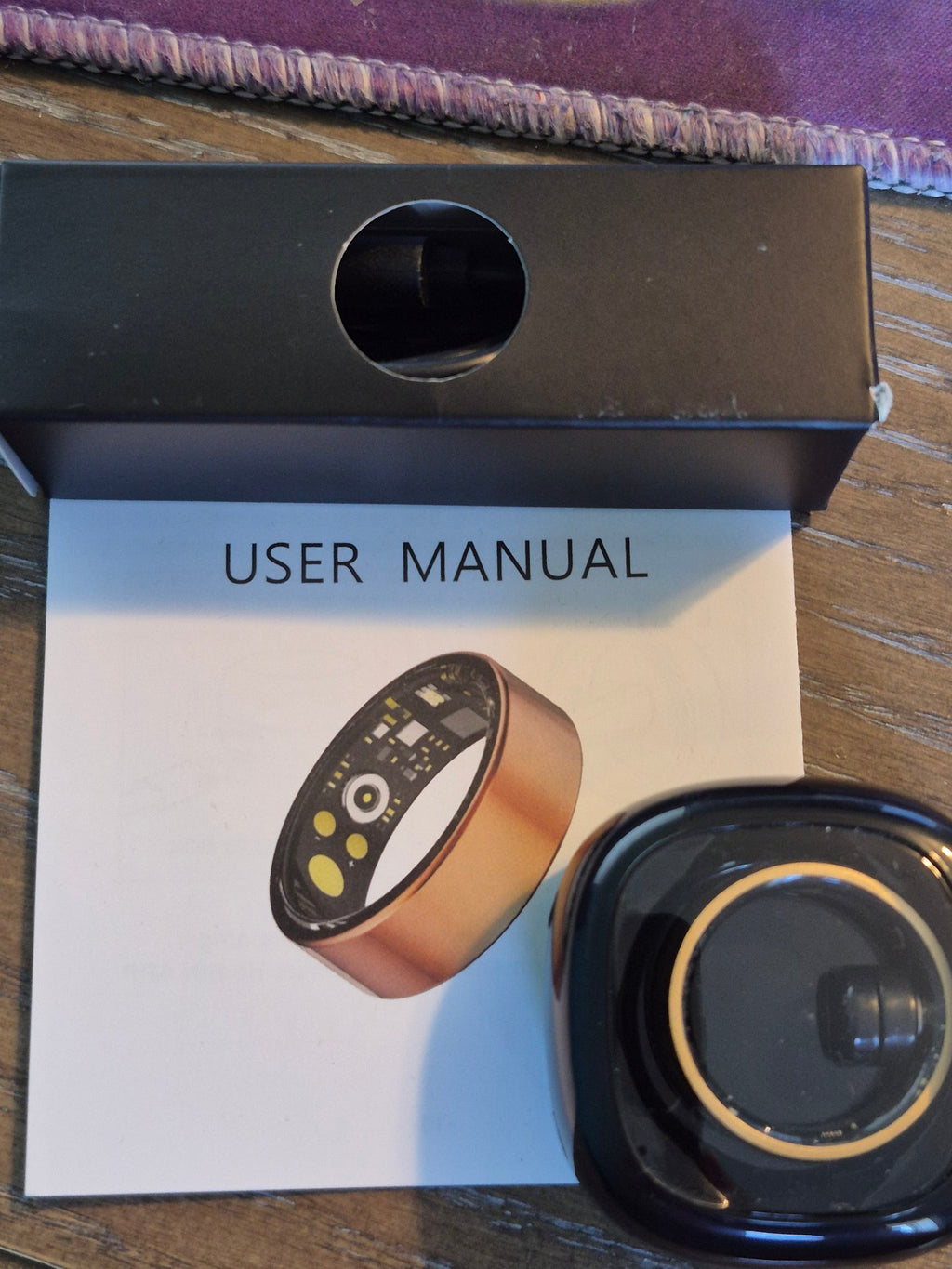 Smart Ring Health Tracker – Gold, Size 11, with Charging Case