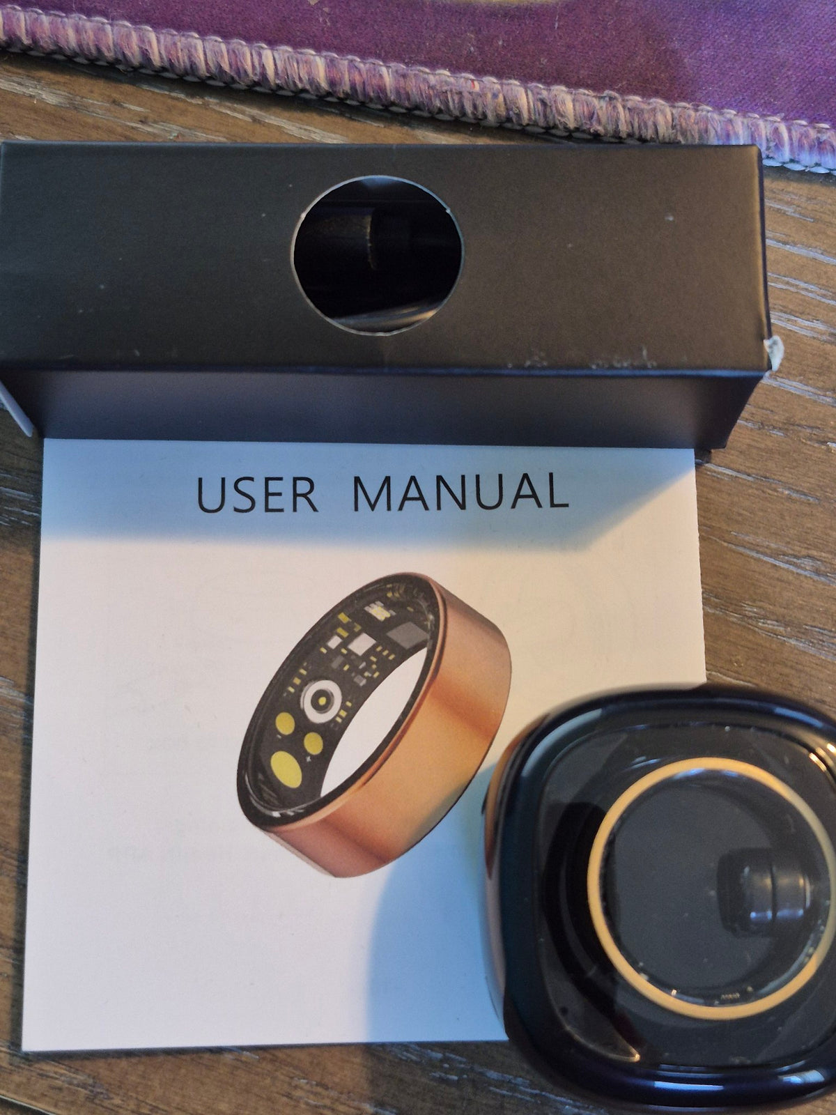 Smart Ring Health Tracker – Gold, Size 11, with Charging Case