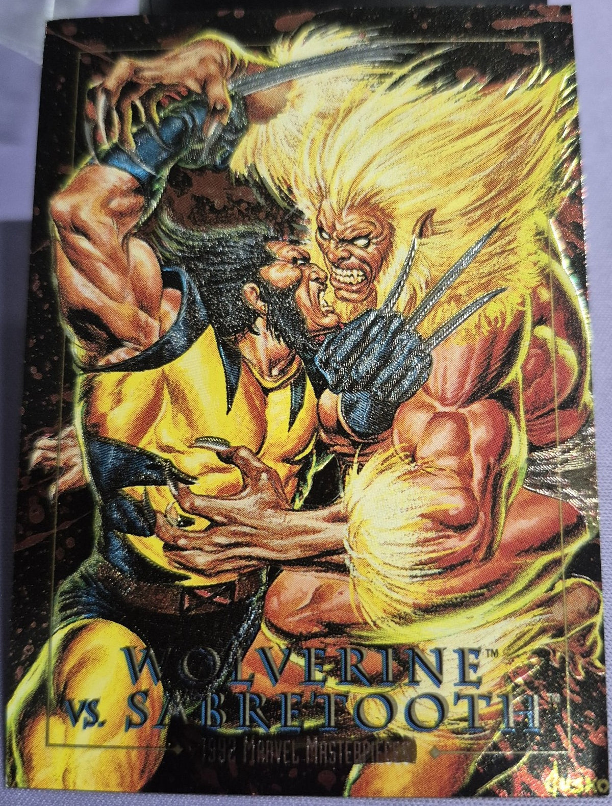 1992 Marvel Masterpieces Wolverine vs Sabretooth Battle Spectra #3-D