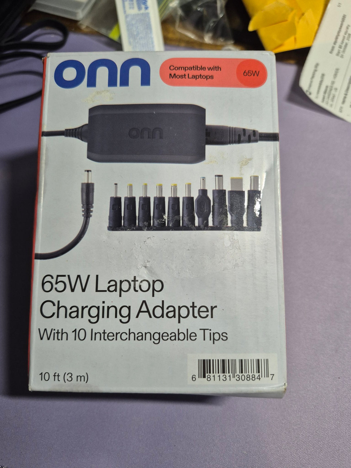 onn 65W Universal Laptop Charging Adapter – 10 Interchangeable Tips