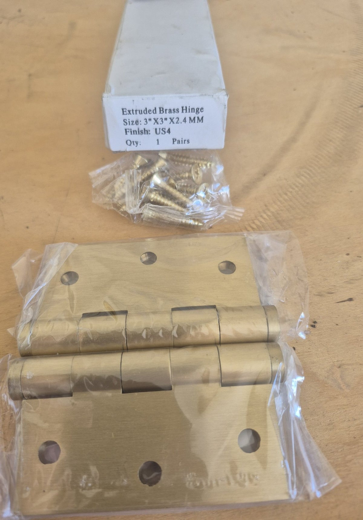 3" x 3" Extruded Brass Door Hinge Pair – Satin Brass (US4)