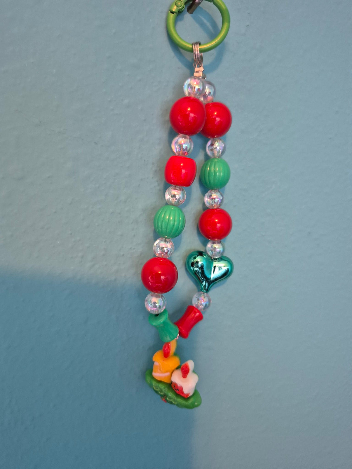 Christmas Candles Beaded Charm – Christmas Beaded Bag Charm with Candle Pendant