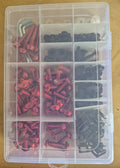 Motorcycle Fairing Bolt Kit – 177pc Anodized Red & Black Fastener Set