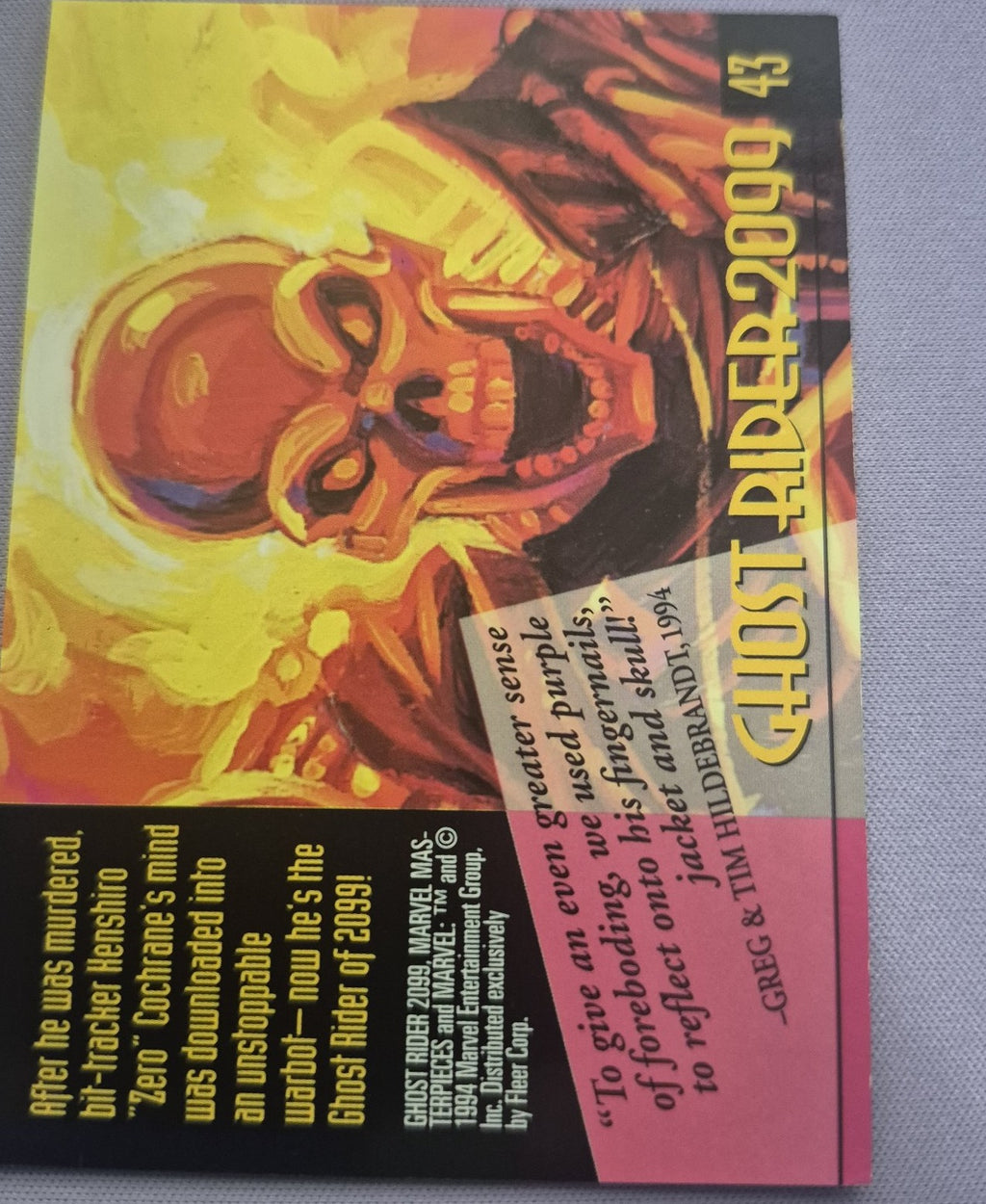 1994 Marvel Masterpieces Ghost Rider 2099 #43 Gold Foil Signature Series
