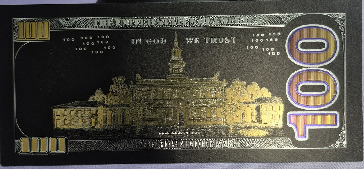 Black & Gold Foil $100 Novelty Banknote – Benjamin Franklin Collectible