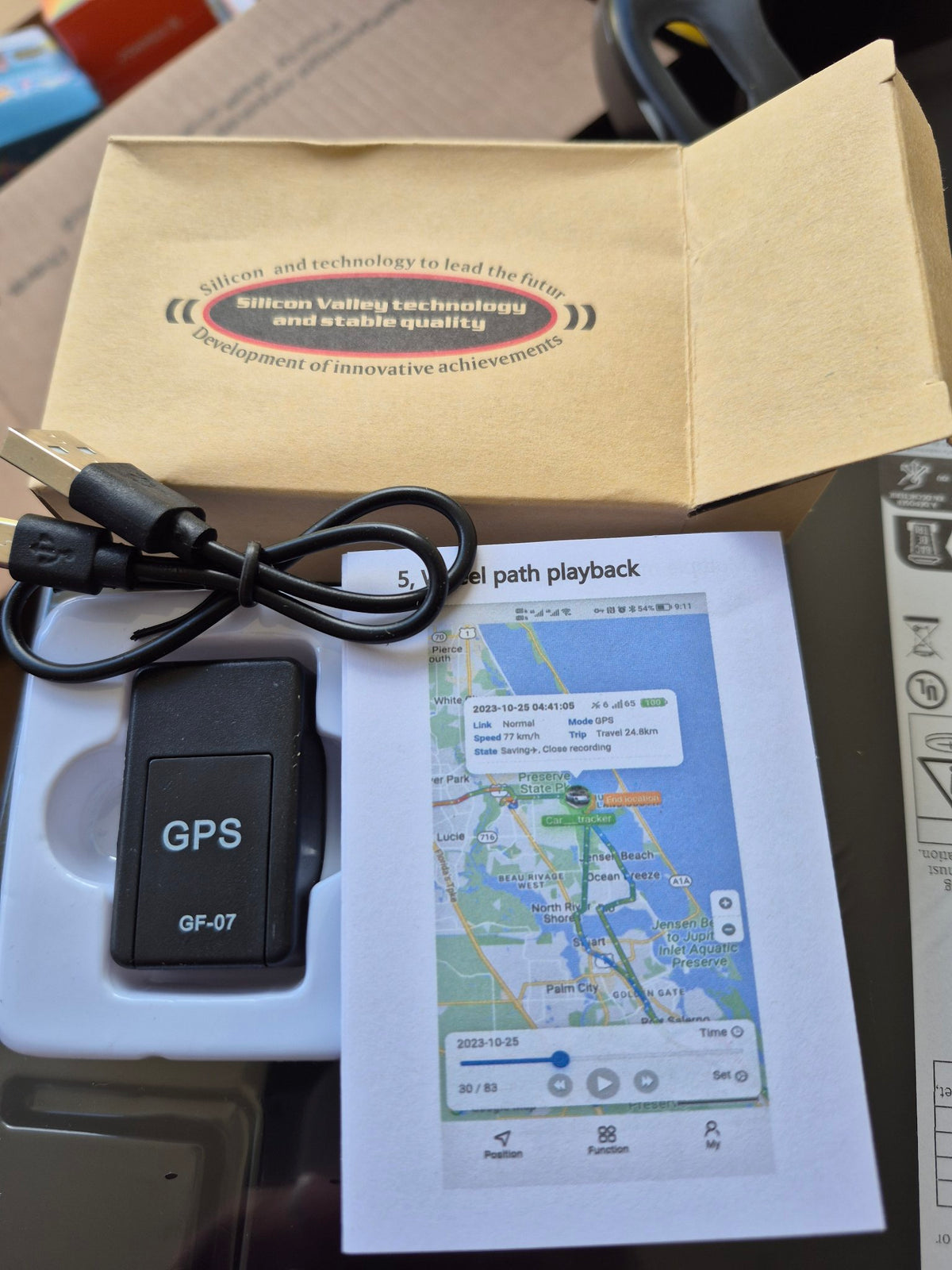 GF-07 Mini Magnetic GPS Tracker in box