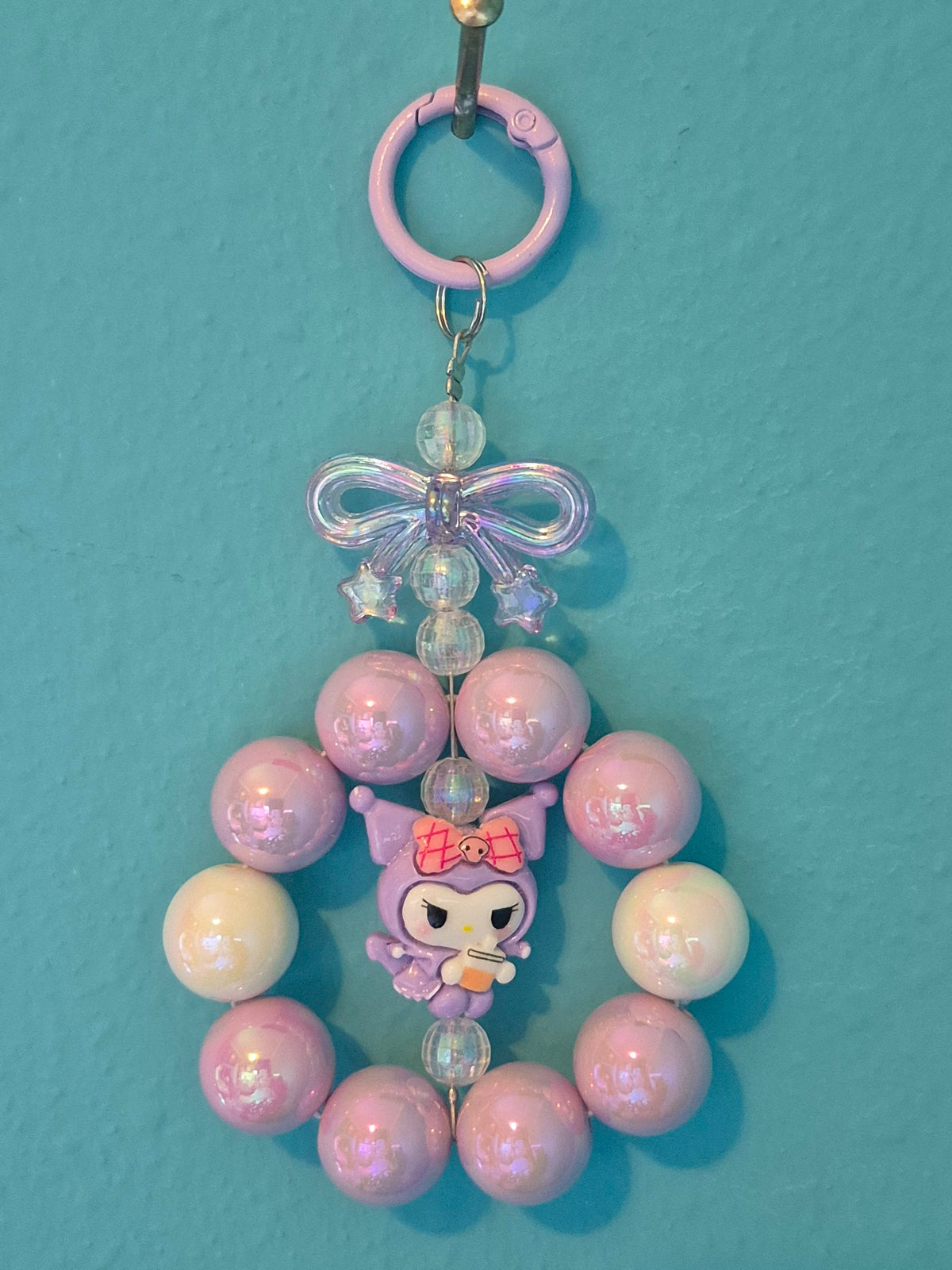 Kuromi Beaded Charm Pearl Bead Bag Charm