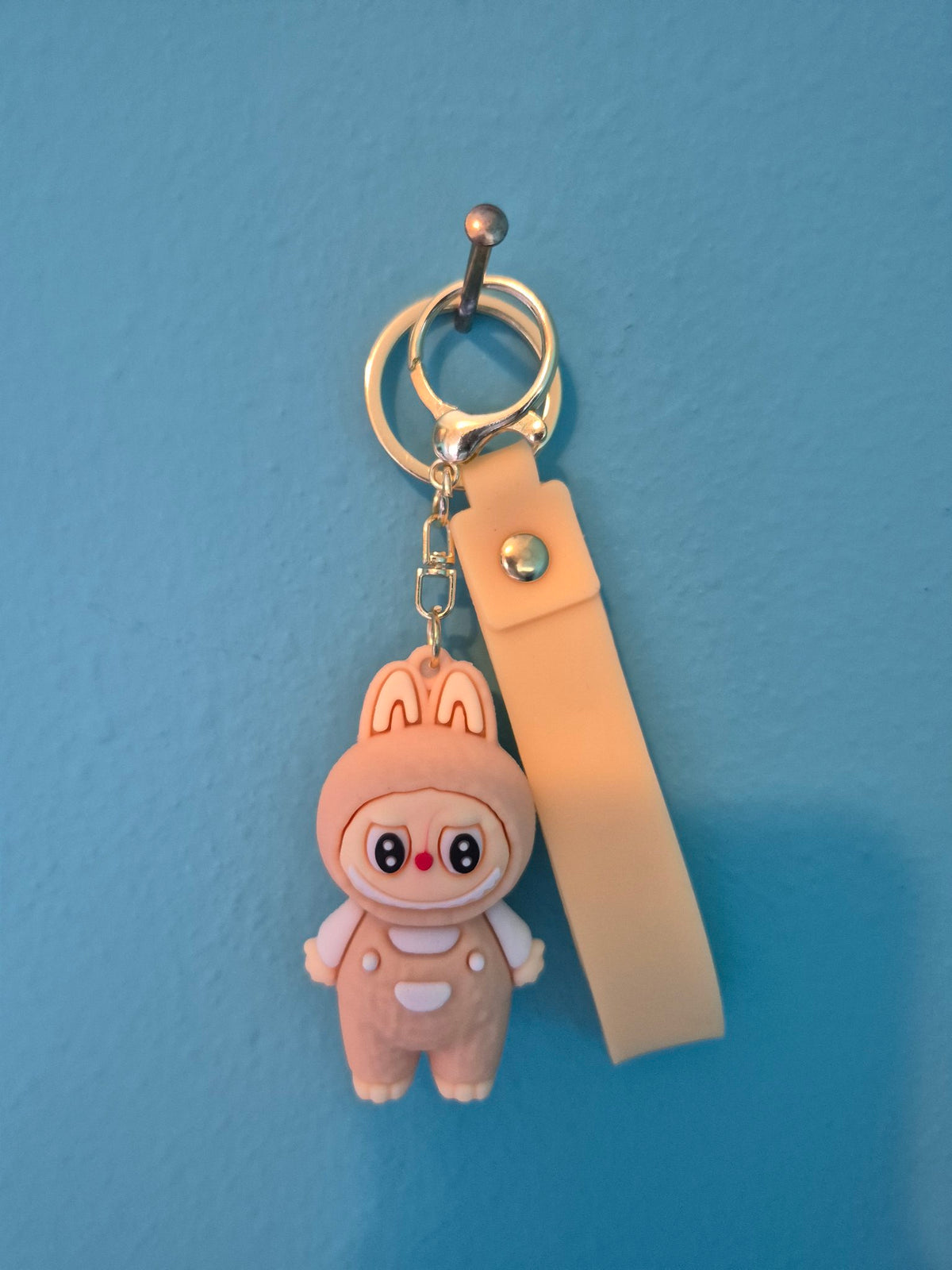 Labubu Beige Keychain – Bunny Monster Character Keychain with Wrist Strap
