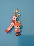 Labubu Safari Hat Keychain – Bunny Monster Character Keychain with Wrist Strap