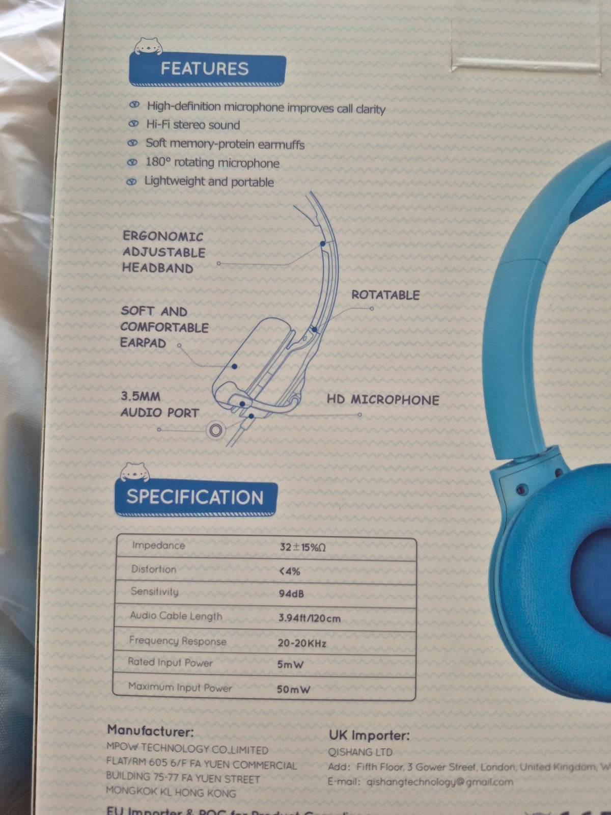MPOW LH1 Kids Wired Headphones specs