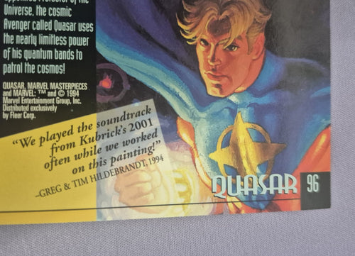 1994 Marvel Masterpieces Quasar #96 Gold Foil Signature Series