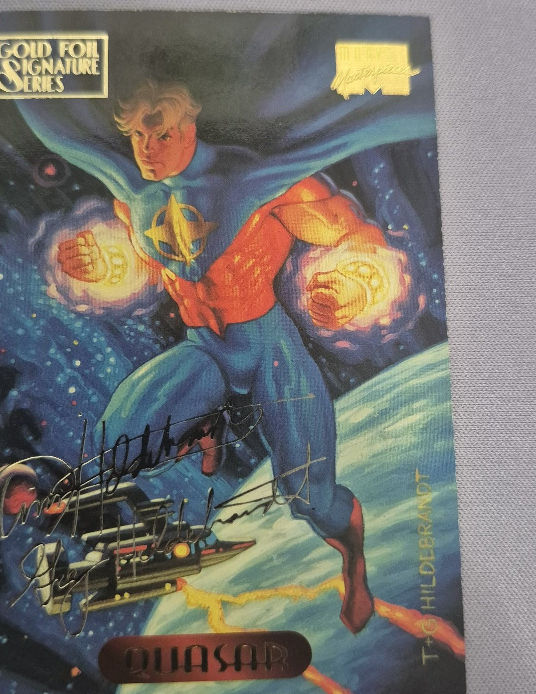1994 Marvel Masterpieces Quasar #96 Gold Foil Signature Series