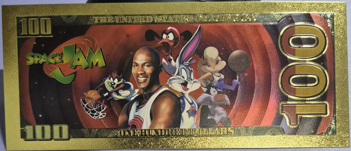 Michael Jordan Space Jam Gold Foil $100 Novelty Banknote