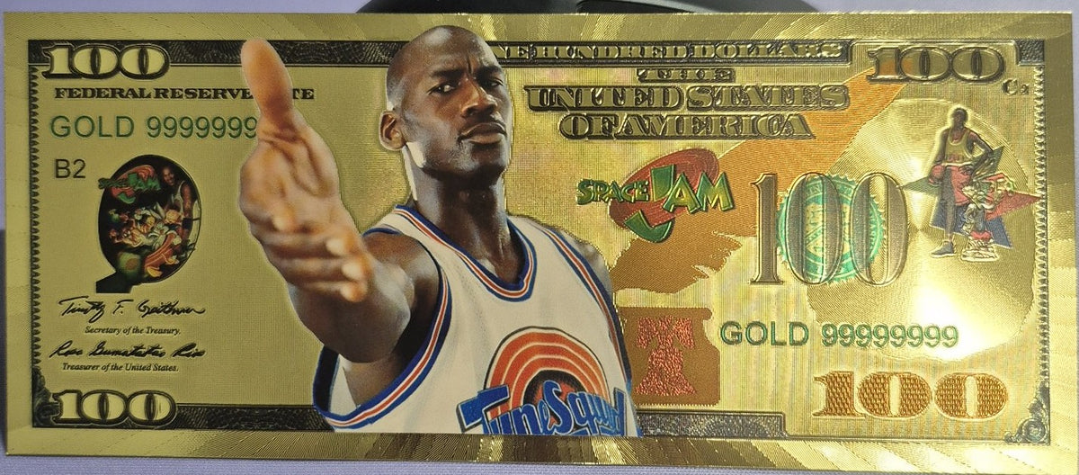 Michael Jordan Space Jam Gold Foil $100 Novelty Banknote