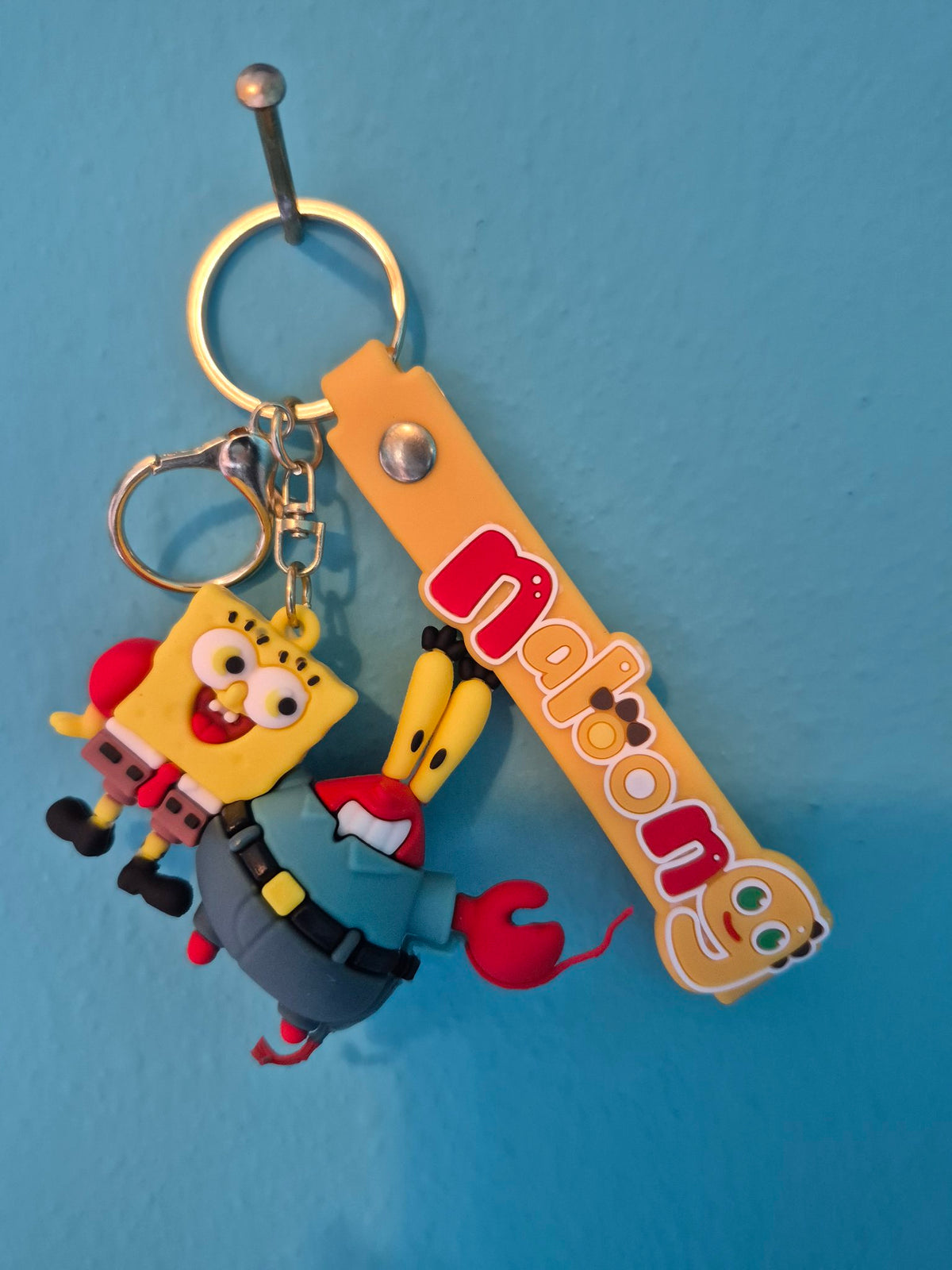 SpongeBob and Mr. Krabs Keychain – SpongeBob Character Duo Keychain with Wrist Strap
