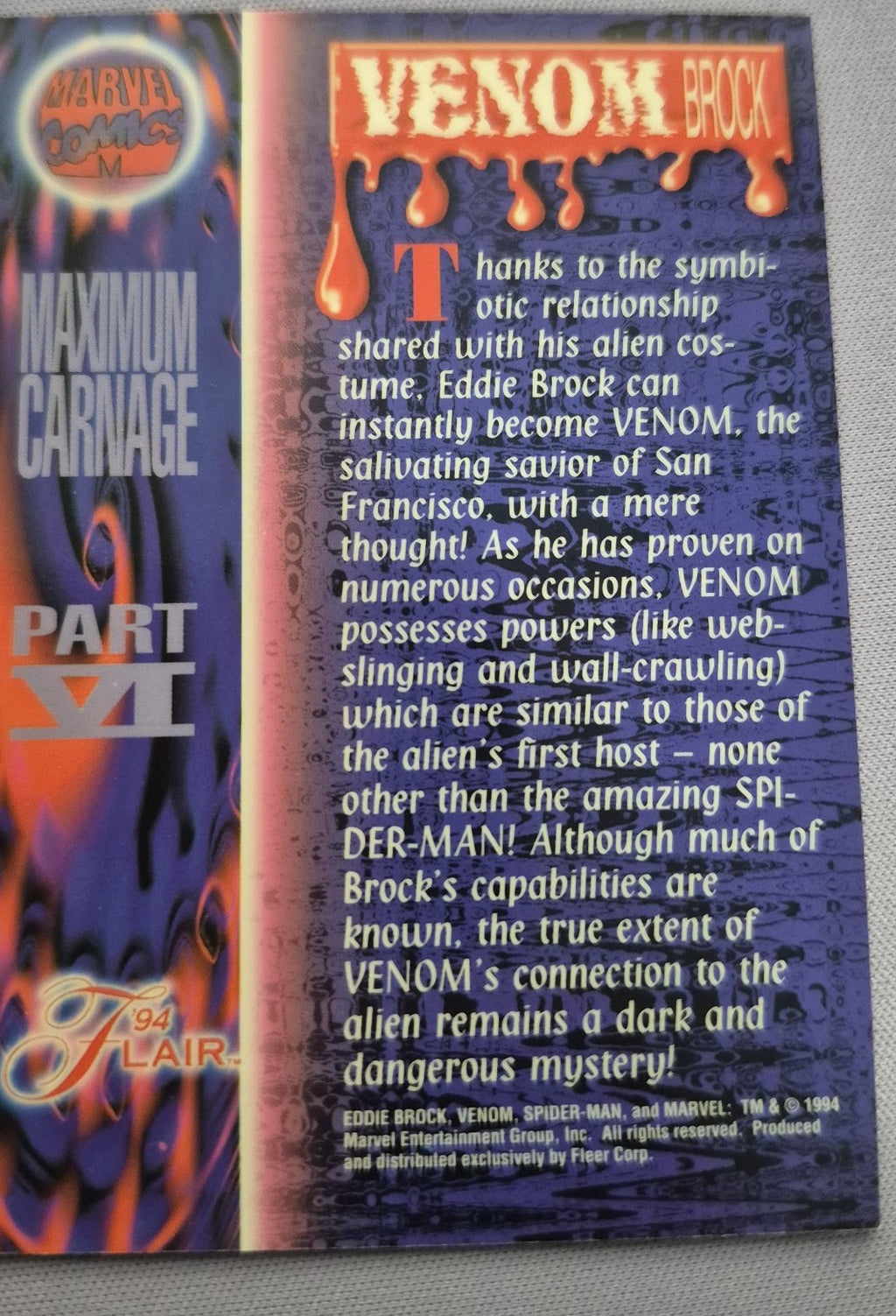 1994 Flair Venom Lives Maximum Carnage Part VI