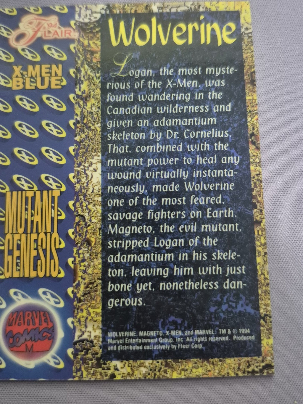 1994 Flair Wolverine Mutant Genesis X-Men Blue