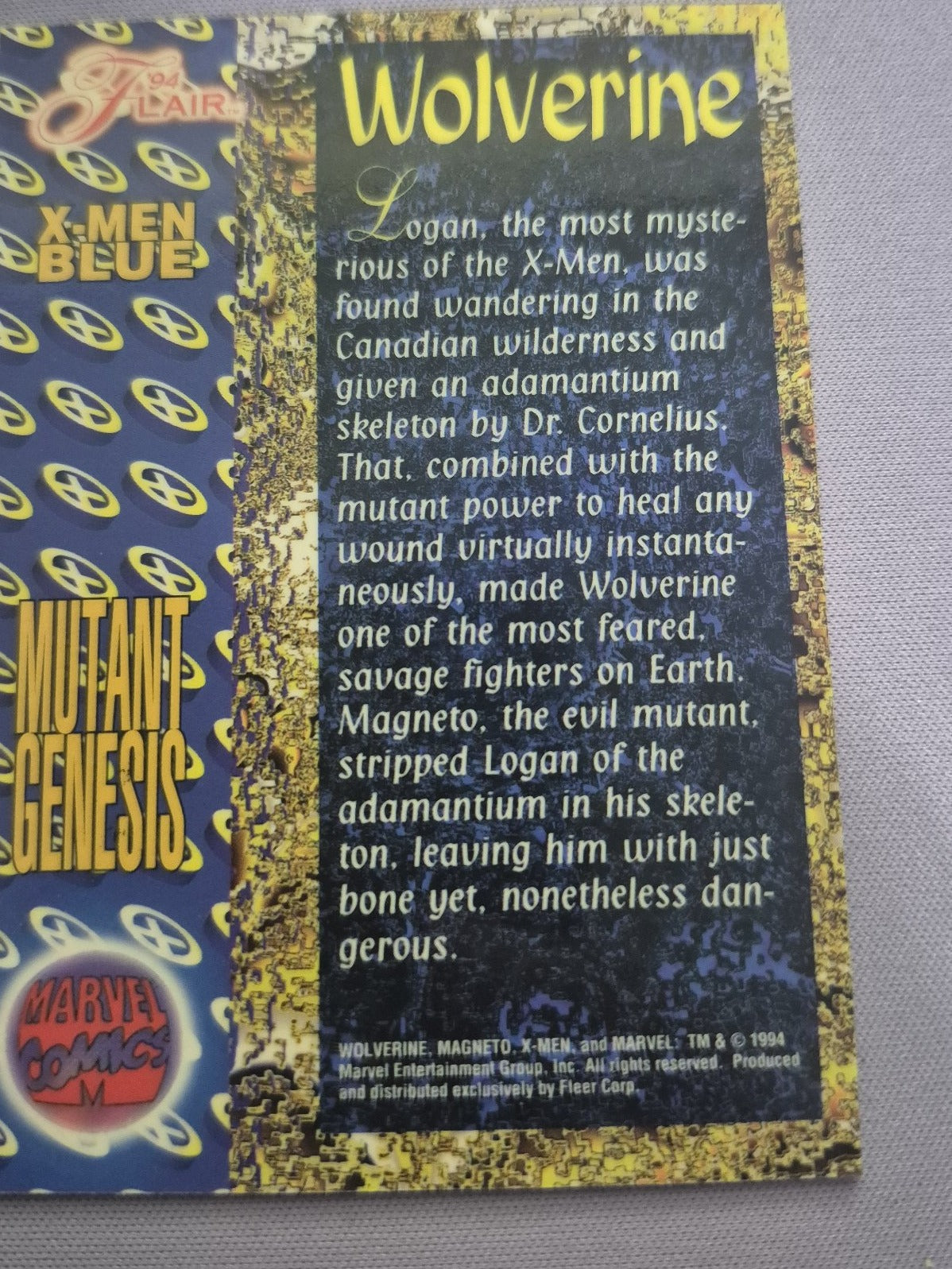 1994 Flair Wolverine Mutant Genesis X-Men Blue