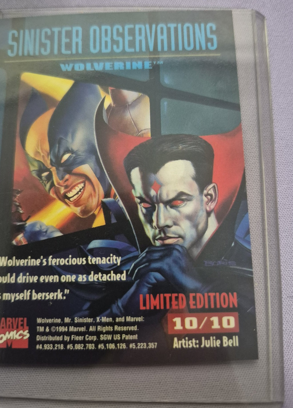 1995 Fleer Ultra X-Men Wolverine Sinister Observations #10